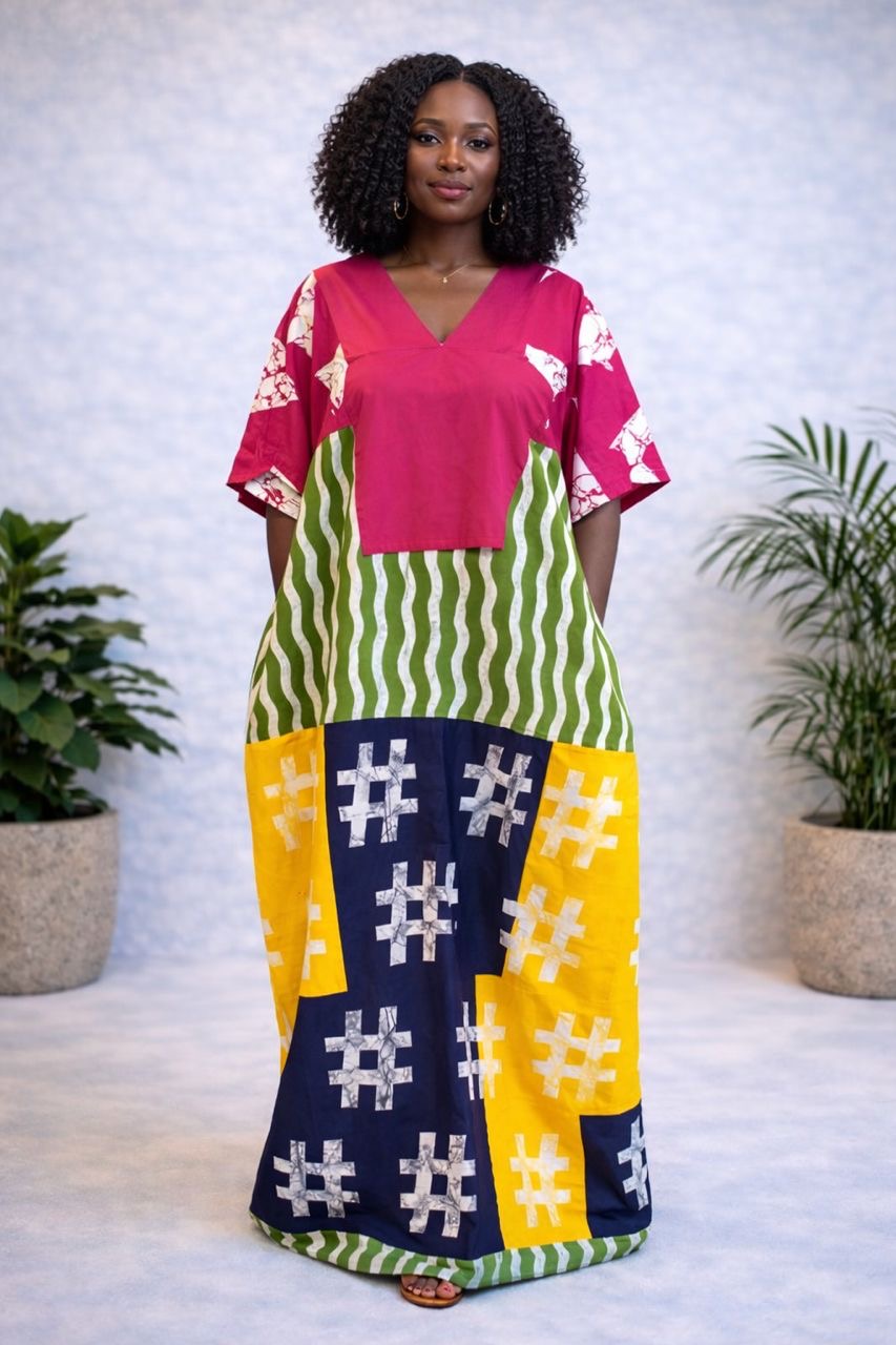 Maxi Wax Print Boubou Dress - Pink - Kanyin