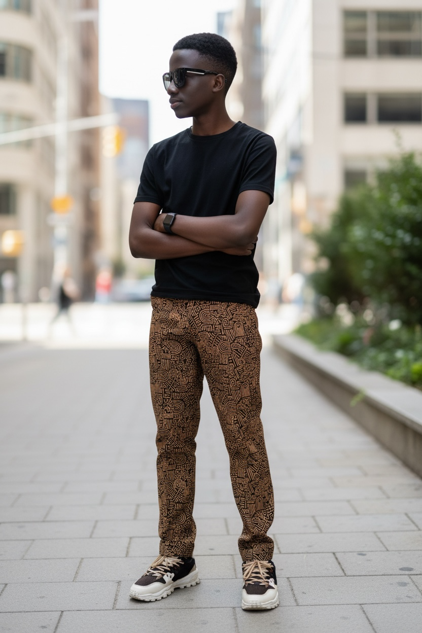 Kanyin Signature Tailored Trousers in neutral fabric, featuring a slim fit and classic design, displayed on a white background.
