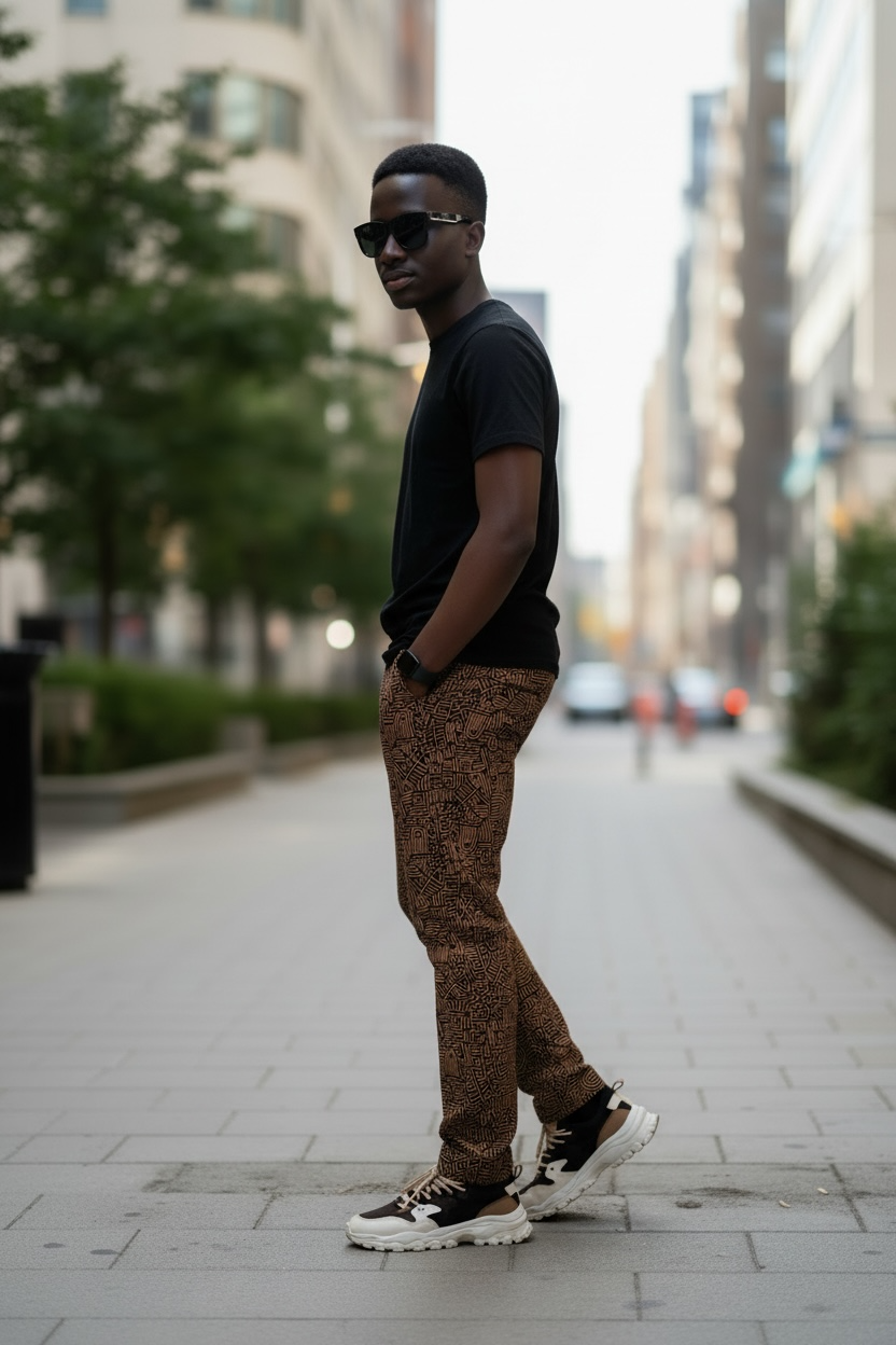 Kanyin Signature Tailored Trouser shown on a hanger, featuring sleek design and classic fit in neutral fabric.