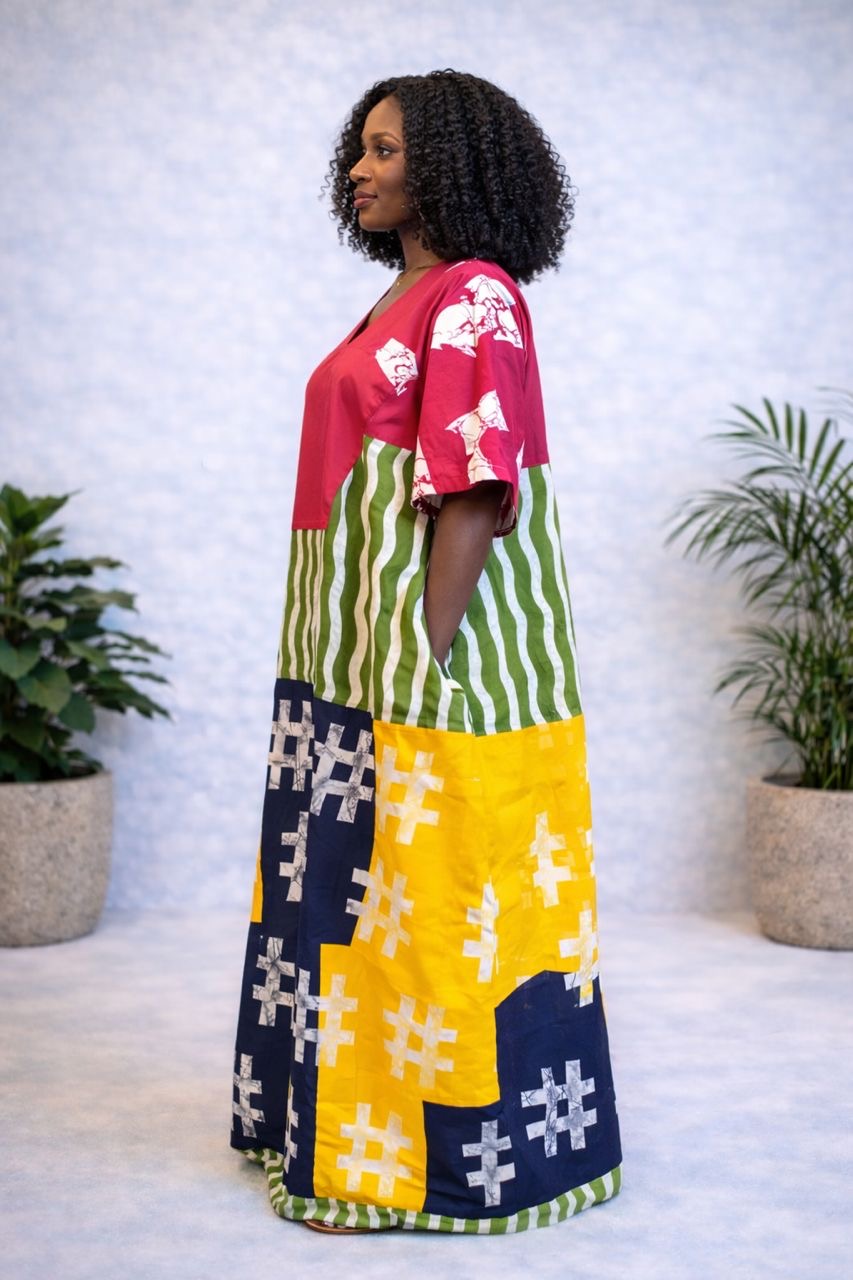 Maxi Wax Print Boubou Dress - Pink - Kanyin